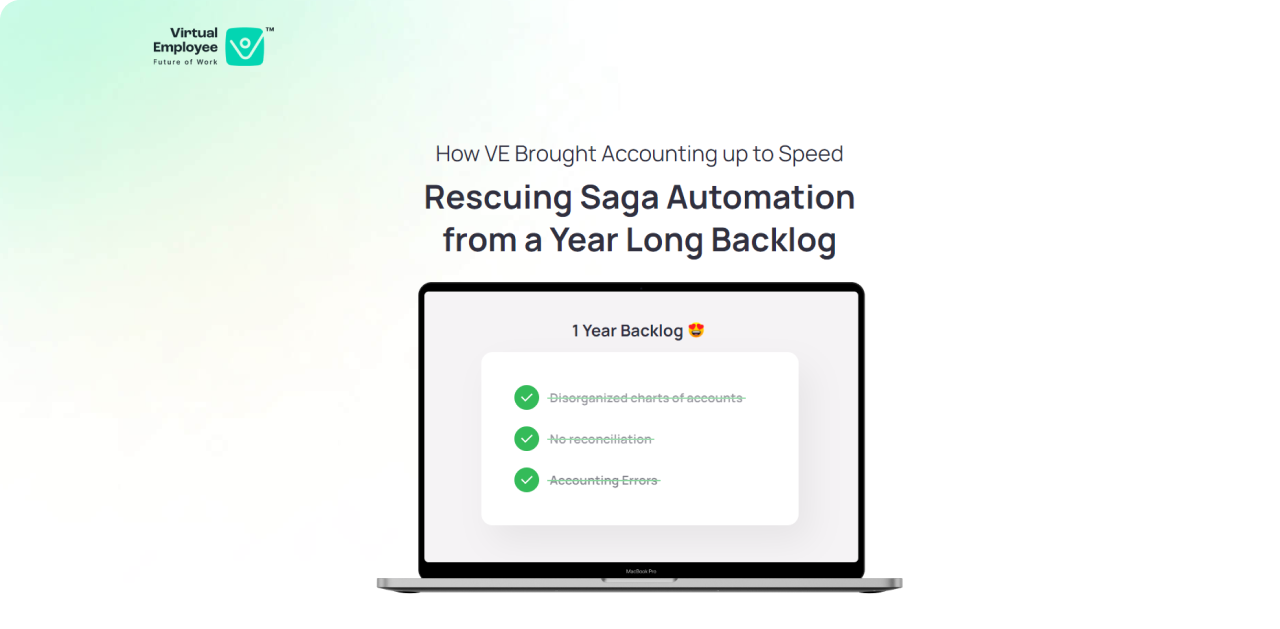 VE Brought Accounting up to speed Rescuing Saga Automation from a year Long Backlog