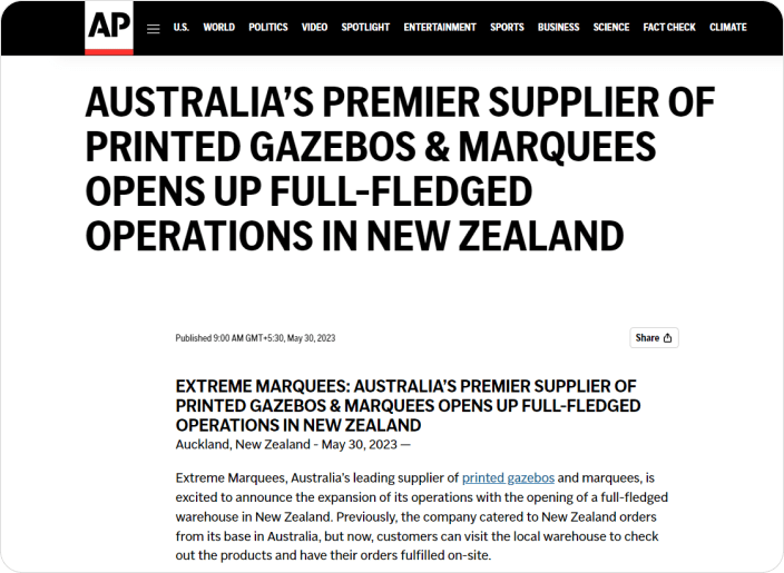 Content Marketing Examples done for Extreme Marquees