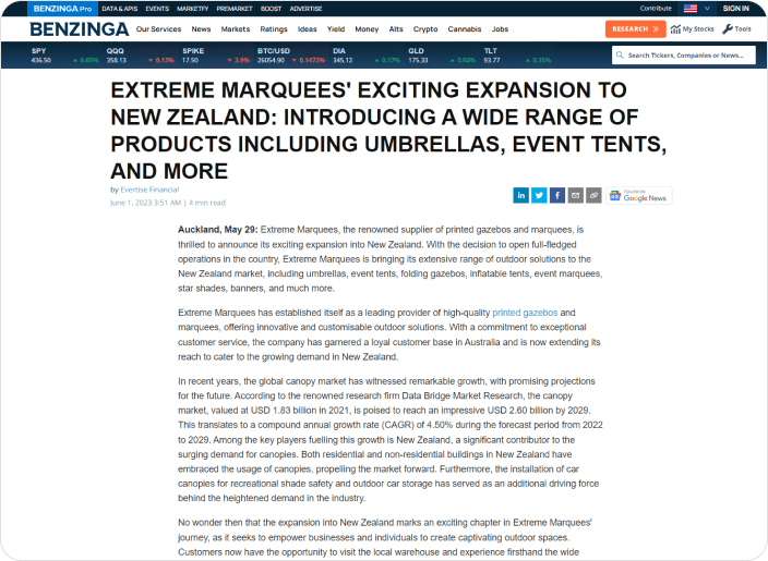 Content Marketing Examples done for Extreme Marquees