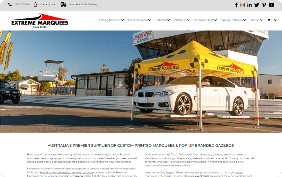 Extreme Marquees Homepage