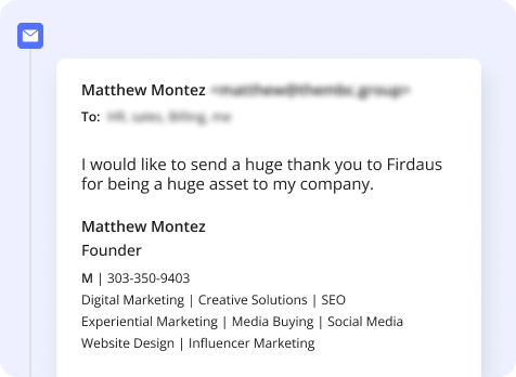 Thank You Email to Firdaus from Matthew Monte