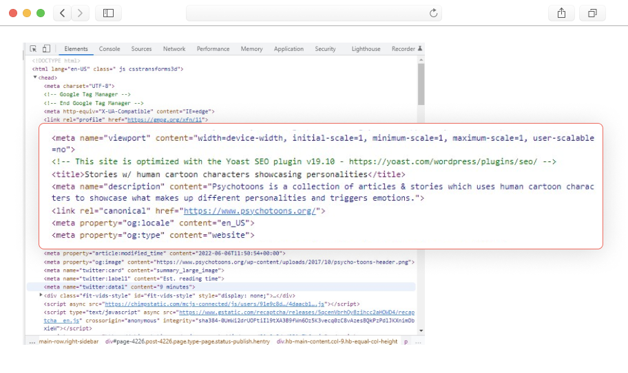 HTML Page - Psychotoons