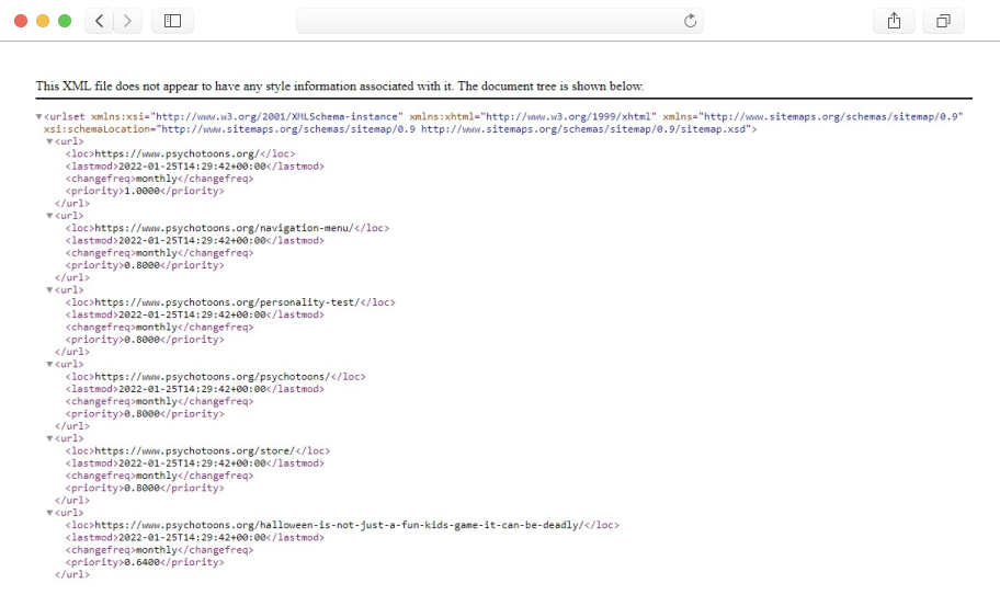 XML Sitemap-Psychotoons