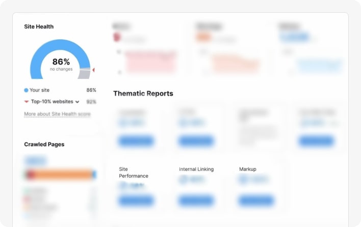 Site health is showing 86%
