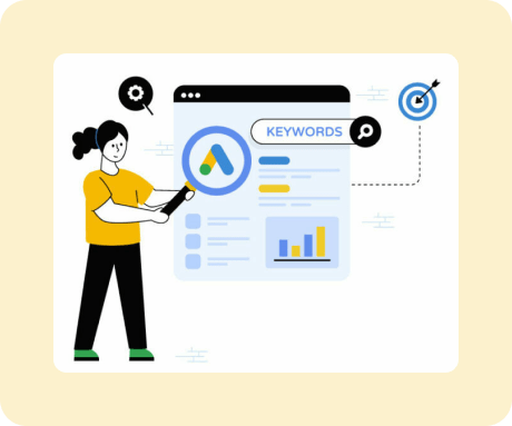 Google Ads platform showcasing keyword targeting