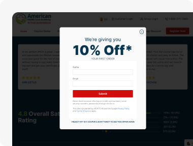 Image Showcasing 10% offer on first order