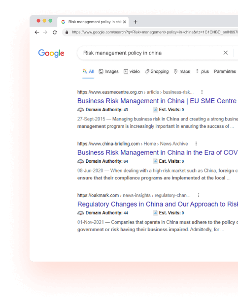 Google Search- Risk management policy in China