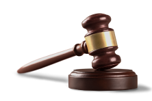 Legal hammer symbol representing law enforcement or legal authority.