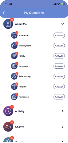 My Questions- education, employment,family, language etc