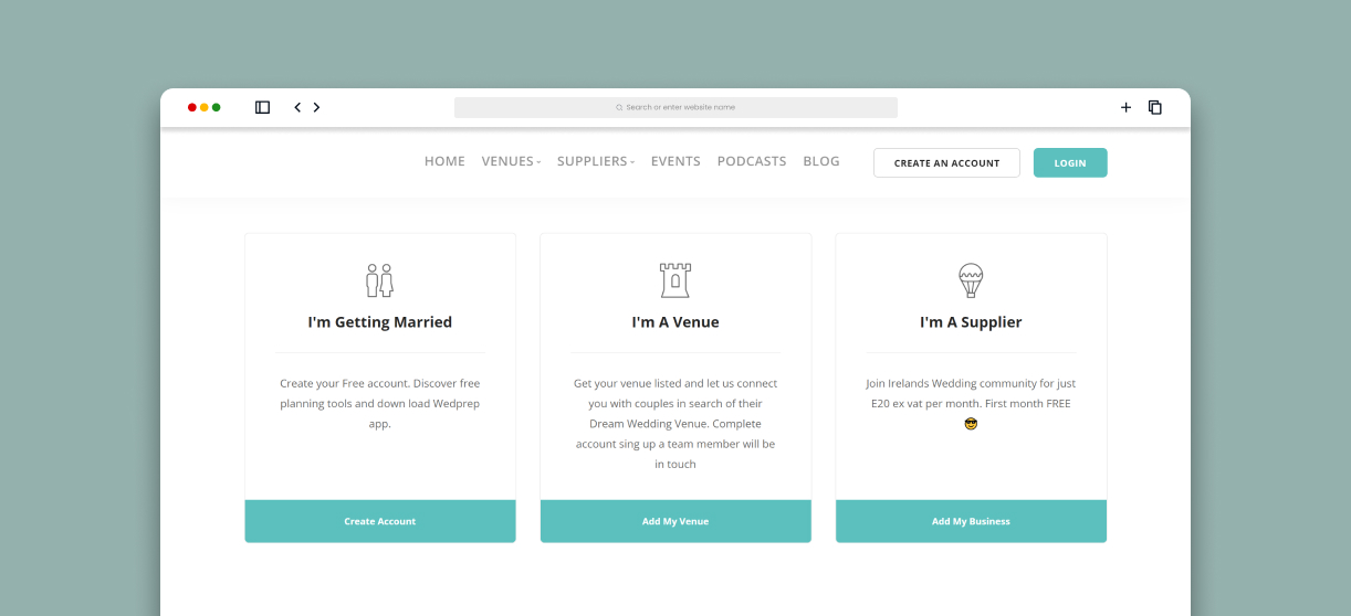 WedPrep's Website Screenshot