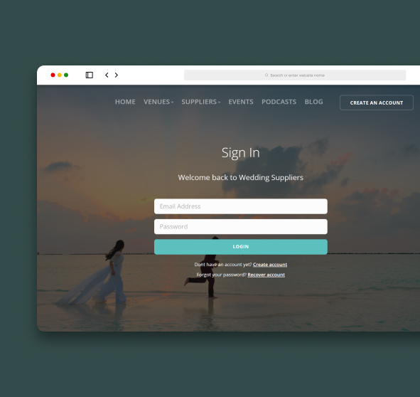 Wedding Suppliers-Log In