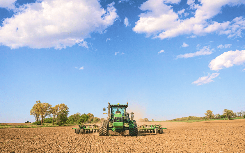 Green Tractor on a field