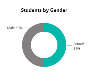 Students by Gender Male 49%, female 51%