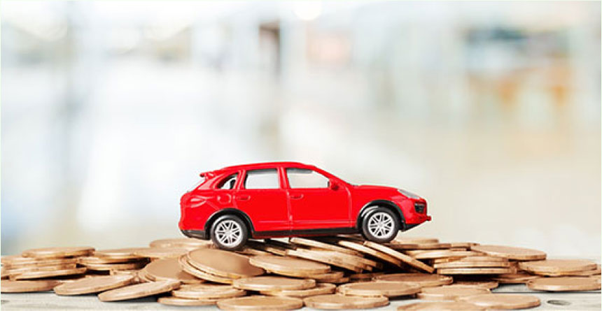 A red car on the coins
