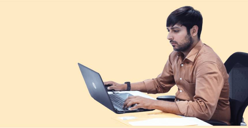 A man working on a laptop