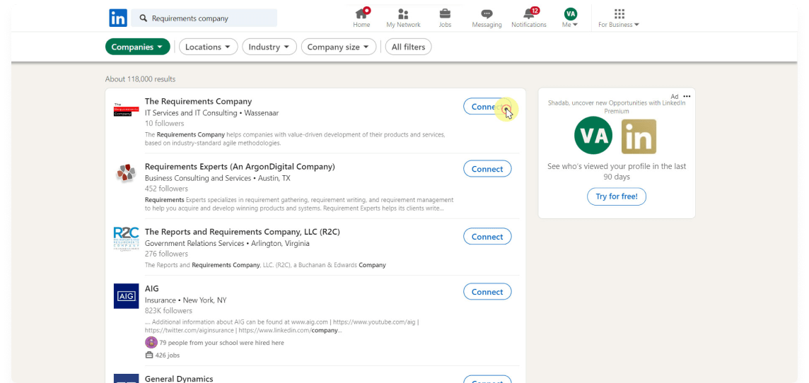 Linkedin- Filtered Requirements Company