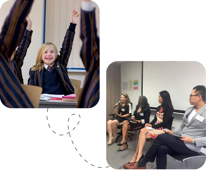 Student is raising hand in school
