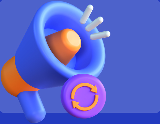 A vibrant 3D megaphone icon