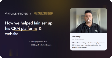 VE helped lain setup to Matrix Freedom CRM's platform and Website