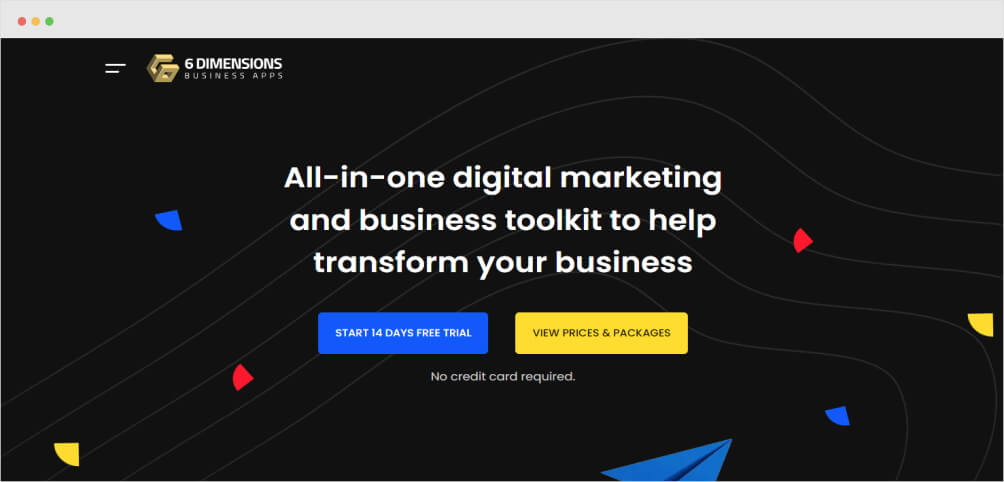 6 Dimensions page for 14 days free trial