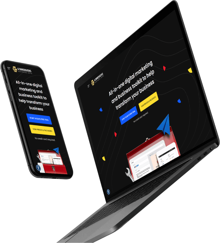 6 Dimensions website in mobile and laptop