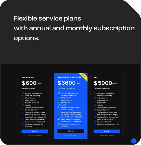 Annual and monthly subscription options