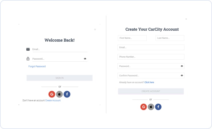 Carcity-Create Your Account