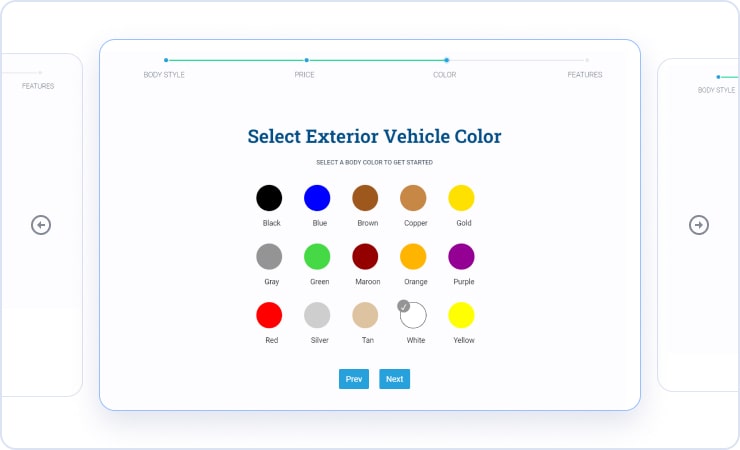 Select Exterior Vehicle Color