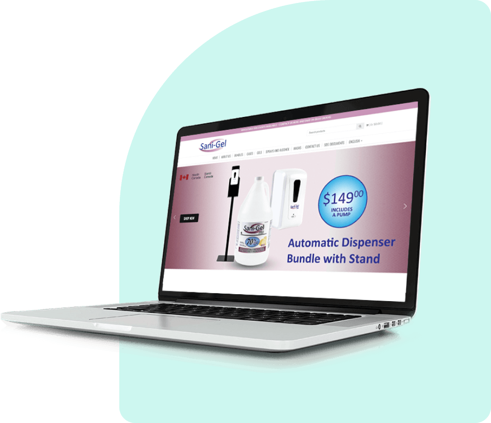 Laptop showing automatic dispenser bundle with stand