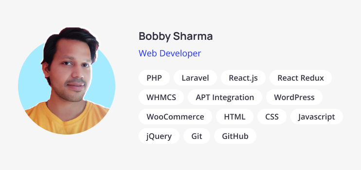 Bobby Sharma- Web Developer
