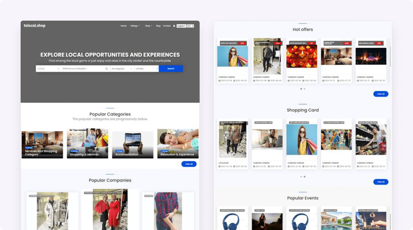 tolocal.shop -popular categories and popular companies