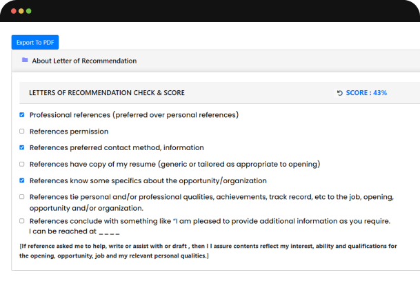 Letter of Recommendation