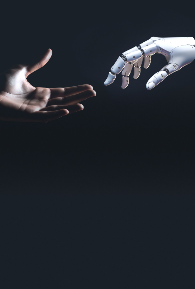 AI hand and human hand