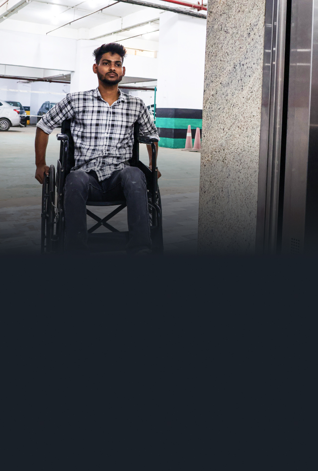 A boy on wheelchair